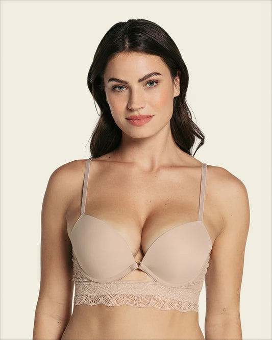 Leonisa® 91040 Front Cutout Demi-Cup Double Push Up Bra