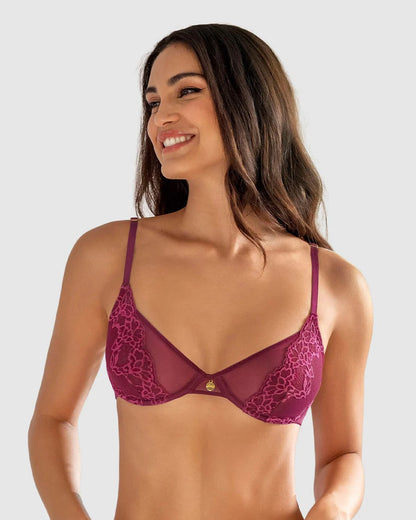 Leonisa® 91145 Demi-Cup Underwire Sheer Lace Bra